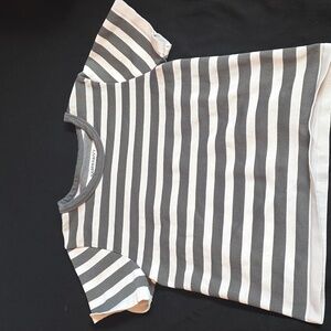 Harper Kids Tee with Gray and White Stripes